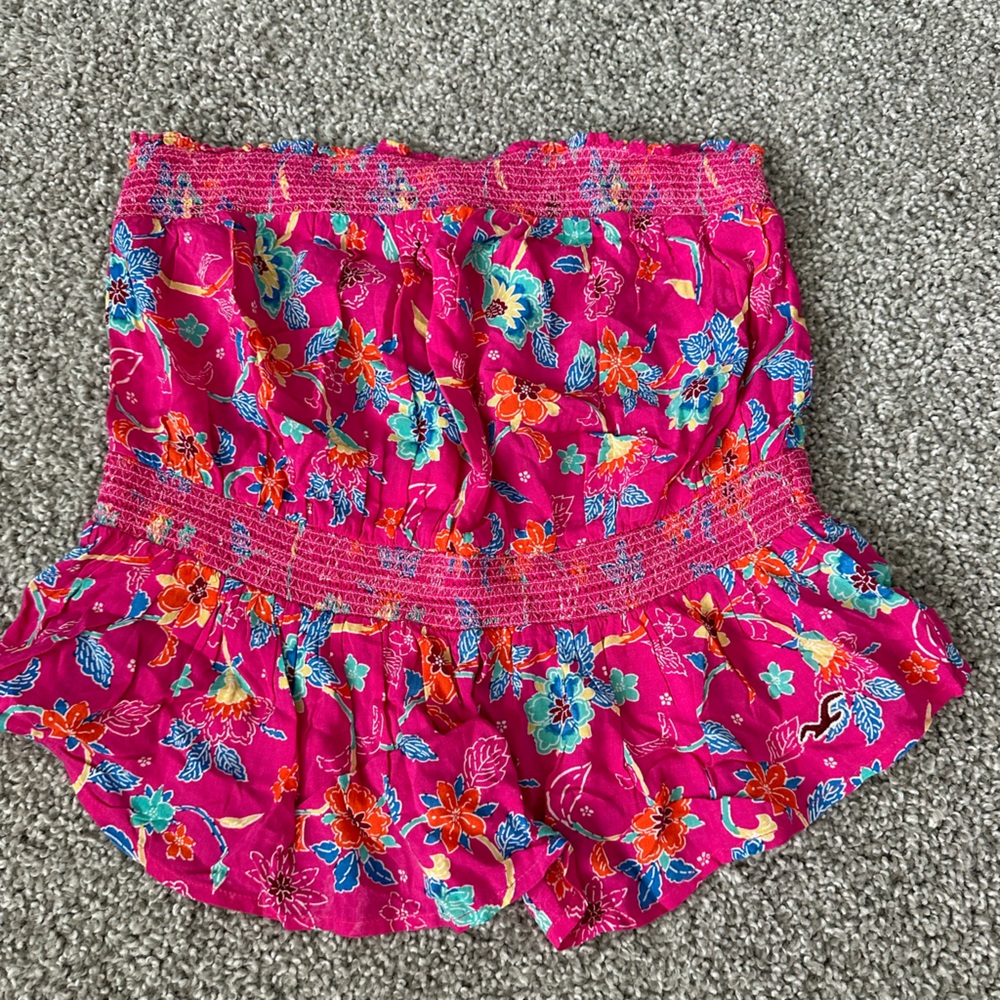 Hollister floral strapless top size medium